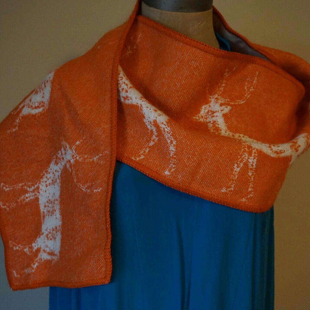 Thomas Paul Orange Cream Deer Print Scarf
